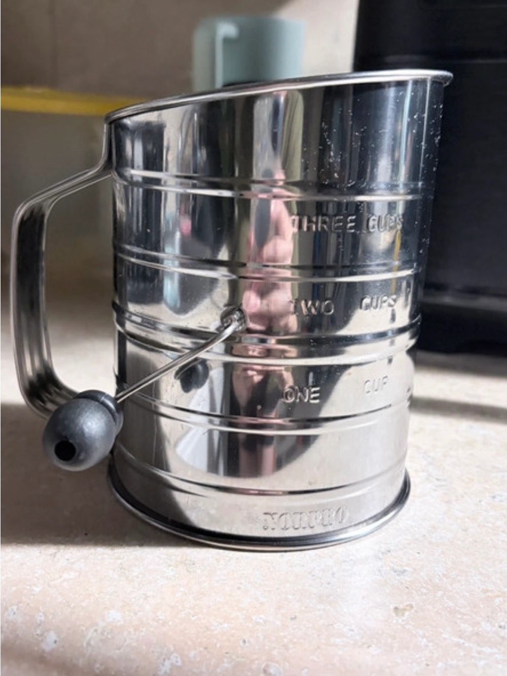Stainless Steel Flour Sifter with Handle - Silver
